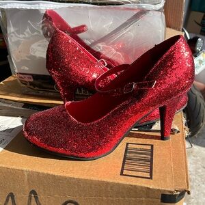 Red glitter heels